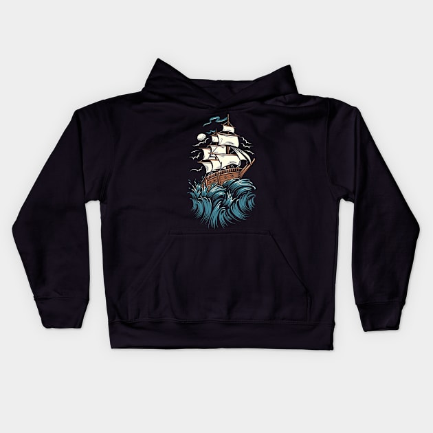 Night Pirate Kids Hoodie by D3monic